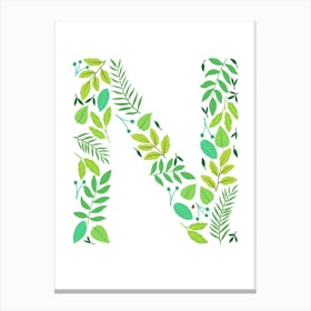 Leafy Letter N Canvas Print