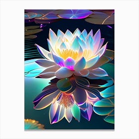 Blooming Lotus Flower In Pond Holographic 1 Canvas Print