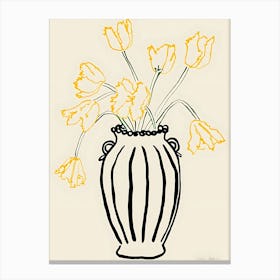 Yellow Tulips In A Vase Canvas Print
