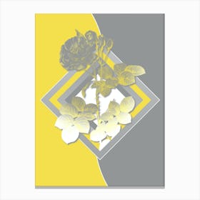 Vintage Damask Rose Botanical Geometric Art in Yellow and Gray n.367 Canvas Print