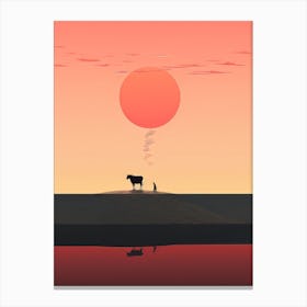 Cows At Sunset Canvas Print