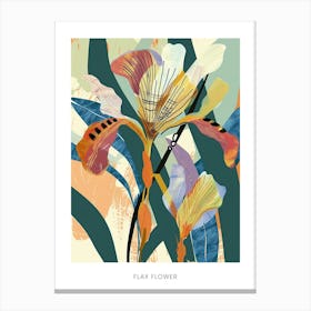 Colourful Flower Illustration Poster Flax Flower 4 Canvas Print