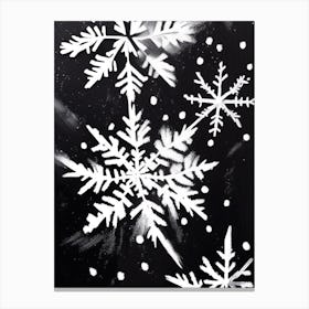 Needle, Snowflakes, Black & White 2 Canvas Print