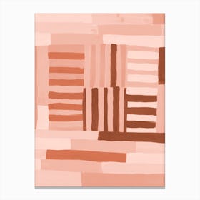 Painted Color Block Grid In Pink Canvas Print