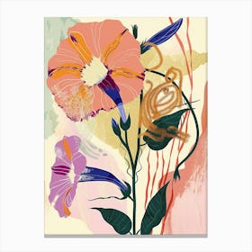 Colourful Flower Illustration Morning Glory 1 Canvas Print
