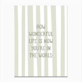 How Wonderful Life Is - Sage Green Canvas Print