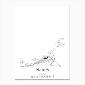 Naters,Switzerland Minimalist Map Canvas Print