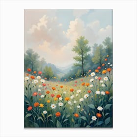 Daisies In The Meadow Canvas Print