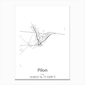 Pilon,Cuba Minimalist Map Canvas Print