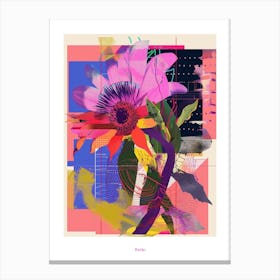 Aster 8 Neon Flower Collage Poster Canvas Print