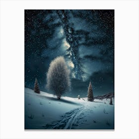 Snowy Night Sky Canvas Print