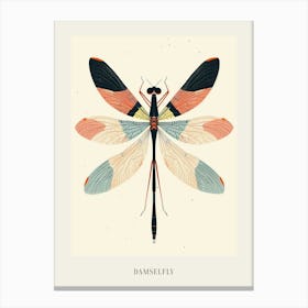 Colourful Insect Illustration Damselfly 16 Poster Canvas Print