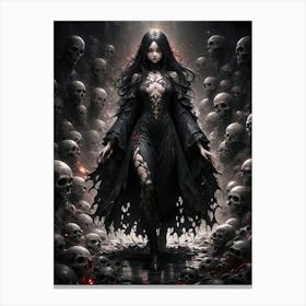 Scary Witch Poster surrounded by skulls #5 Canvas Print