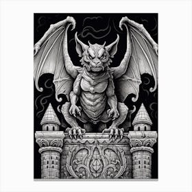 Gothic Gargoyle B&W 4 Canvas Print