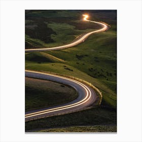Light Trails On A Winding Road Canvas Print