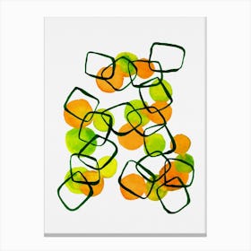 Shapes Chain Squares Orange Green Abstract3 Canvas Print