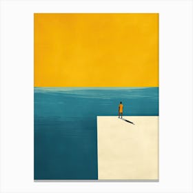Man On A Pier, Minimalism 1 Canvas Print