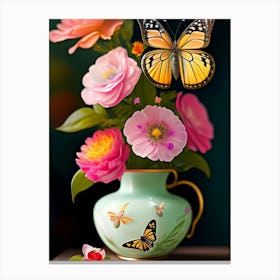 Butterfly In A Vase Canvas Print