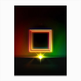Neon Geometric Glyph in Watermelon Green and Red on Black n.0013 Canvas Print