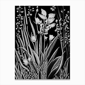 Pickerel Weed Wildflower Linocut Canvas Print