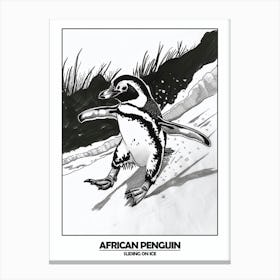 Penguin Sliding On Ice Poster 1 Canvas Print
