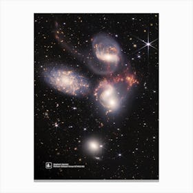 Stephan’s Quintet, Hickson Compact Group 92 (HCG 92) (James Webb/JWST) — space poster, science poster, space photo, space art, jwst picture Canvas Print