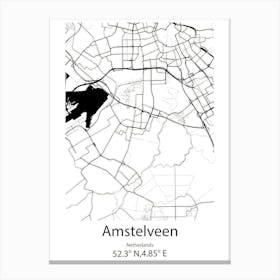 Amstelveen,Netherlands Minimalist Map Canvas Print