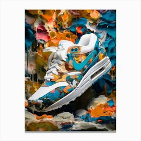 Airmax 1 Brown Blue Nike Sneakers Painting Poster Canvas Print