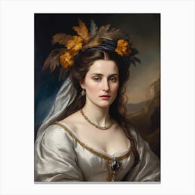 Elegant Classic Woman Portrait Painting (1) Canvas Print
