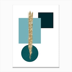 Teal and Gold Geometric Art 2 Canvas Print