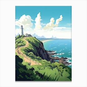 Cape Byron, Australia, Flat Illustration 4 Canvas Print