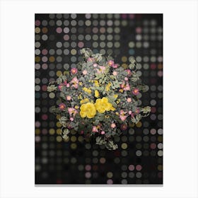 Vintage Yellow Sweetbriar Roses Flower Wreath on Dot Bokeh Pattern Canvas Print