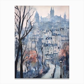 Winter City Park Painting Princes Street Gardens Edinburgh Scotland 3 Canvas Print