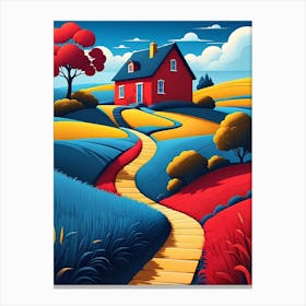 Red House In The Countryside Canvas Print