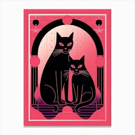 The Lovers Tarot Card, Black Cat In Pink 0 Canvas Print