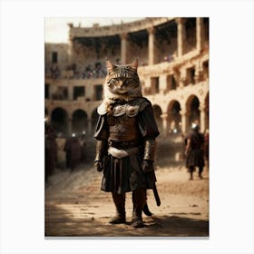 Cat In Armor Canvas Print