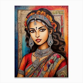 Default Colorful Traditional Madhubani Art From India Of A Wom 1 (1) Canvas Print