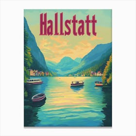 Aihrgdesign A 1970s Inspired Travel Poster For Hallstatt 1 Canvas Print