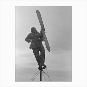 Untitled Photo, Possibly Related To Shrimp Fisherman, Squatter On Nueces Bay, Erecting Wind Charger For Running 1 Canvas Print
