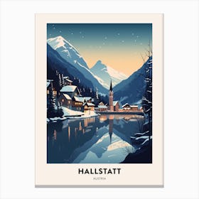 Winter Night  Travel Poster Hallstatt Austria 2 Canvas Print