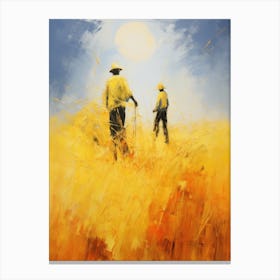 Two Men In A Wheat Field Canvas Print