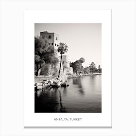 Poster Of Antalya, Turkey, Photography In Black And White 3 Canvas Print