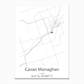 Cavan Monaghan,Canada Minimalist Map Canvas Print