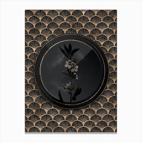 Shadowy Vintage Pink Flower Branch Botanical in Black and Gold Canvas Print