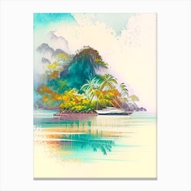 Palawan Philippines Watercolour Pastel Tropical Destination Canvas Print