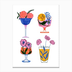 Four Floral Cocktails Canvas Print