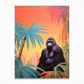 Gorilla 3 Tropical Animal Portrait Canvas Print