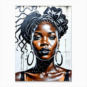 Graffiti Mural Of Beautiful Black Woman 321 Canvas Print