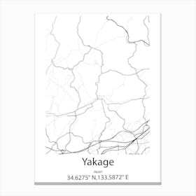 Yakage,Japan Minimalist Map Stampe su tela