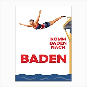 Baden Baden, Swim Girl, Germany Canvas Print